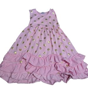 💥 3 for $20💥 Girls size 6/7 pink & gold polka-dot dress